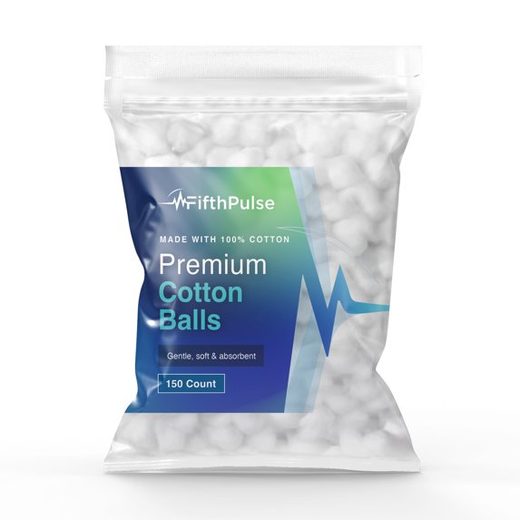 FifthPulse Soft Premium 100% Pure Cotton Balls, Multi-Purpose Use - 150 Count