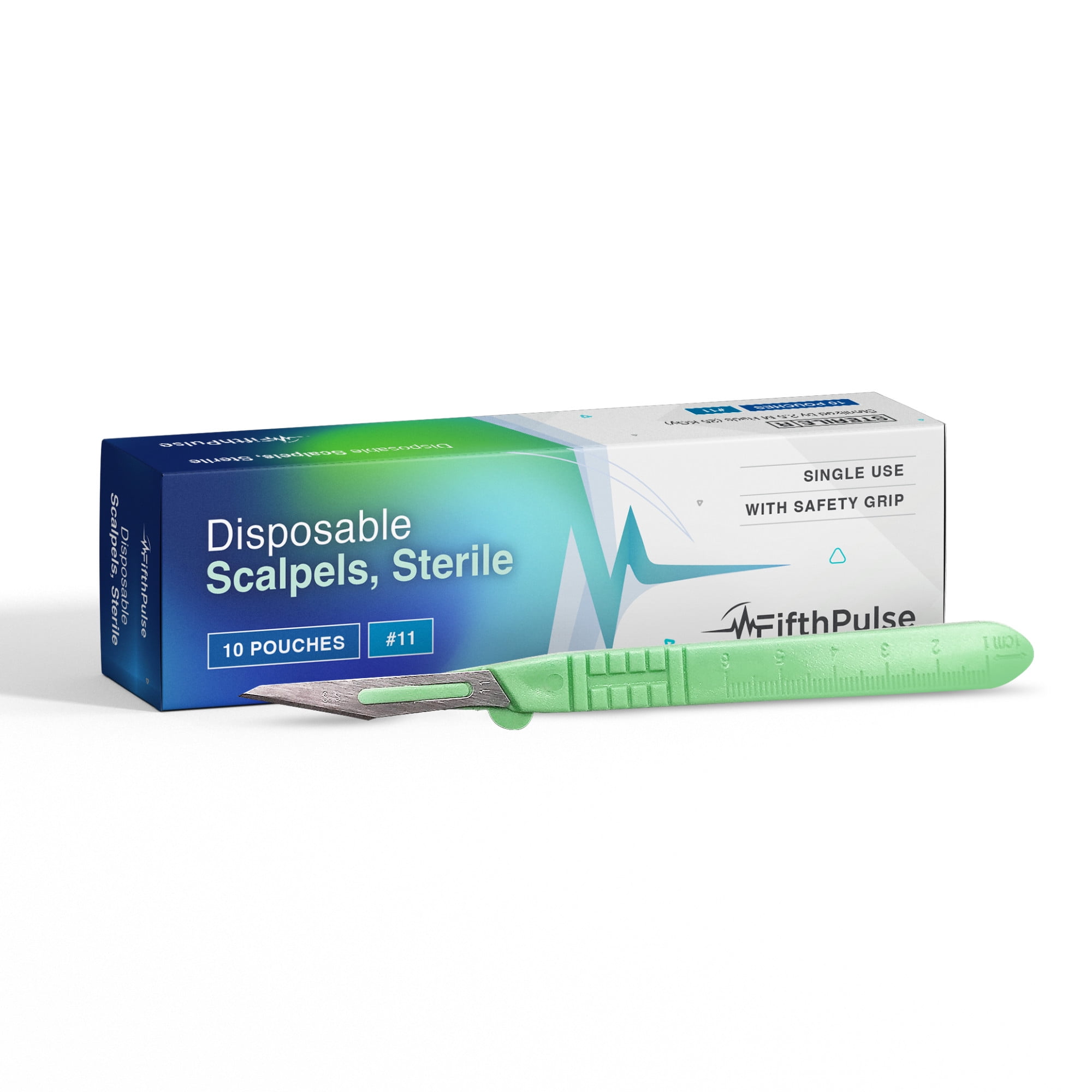 FifthPulse Sterile Disposable Scalpel, Stainless Steel #11 Blade Size - 10 Pack