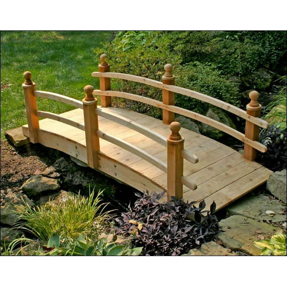 Fifthroom Camelot 6 Double Rail Red Cedar Garden Bridge, Free Shipping, 375 lb