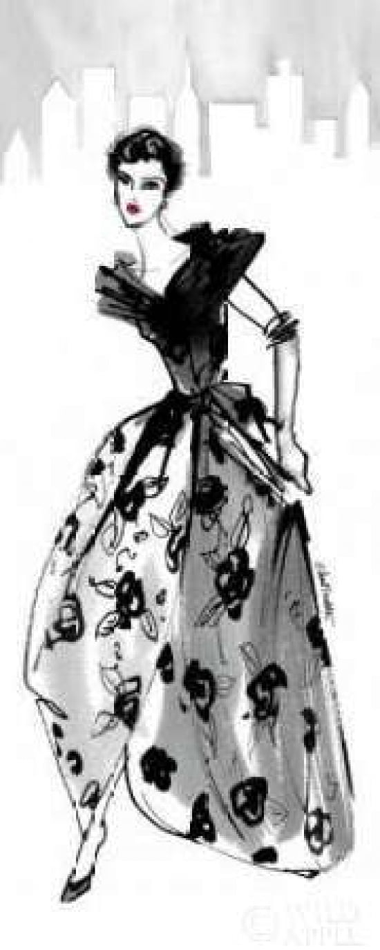 Fifties Fashion II with Red Canvas Art - Anne Tavoletti (24 x 48)