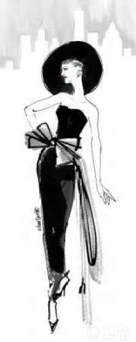 Fifties Fashion IV with Red Canvas Art - Anne Tavoletti (24 x 48)