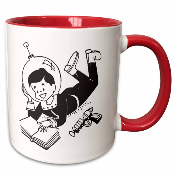 3drose, Fifties Spaceboy, 15oz Two-tone Red Mug