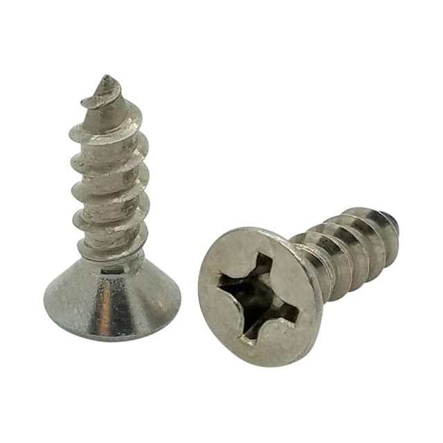 Fifty (50) 12 x 3/4" Flat Head 304 Stainless Phillips Head Wood Screws