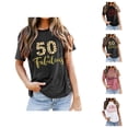 thumbnail image 1 of Fifty And Fabulous T Shirts for Women Short Sleeve Crewneck 50th Birthday Tshirt 50 Years Old Birthday Shirt, 1 of 6