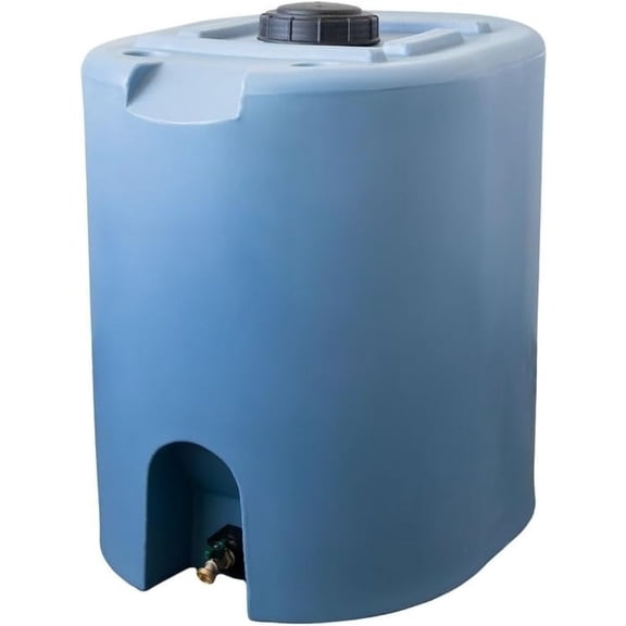 Fifty Five Gallon Stackable Emergency Water Storage Tank, Food Grade BPA-Free Water Container, Heavy Duty Large Capacity Water Holding Drum With Brass Spigot For Home Preparedness Garage Basement