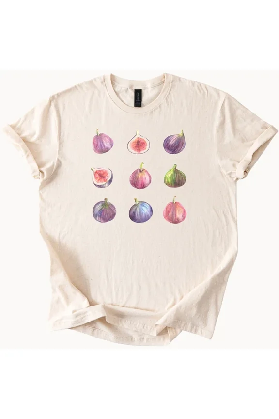 Fig Fruit Graphic T Shirt Botanical Art Colorful Fig Tee Shirt Size S-5Xl Heygategoo Tee