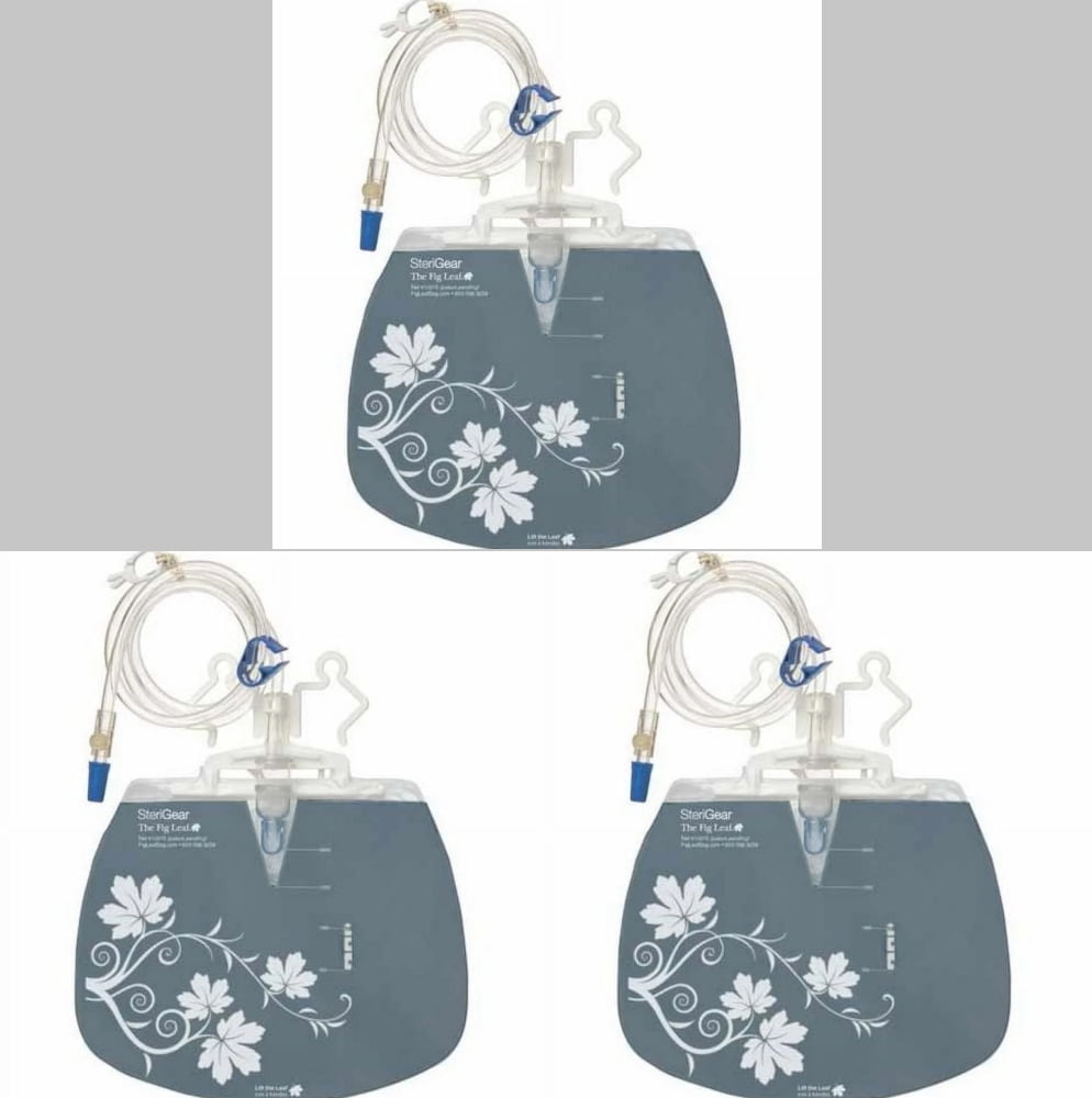Fig Leaf Lite Urinary Drain Bag, Anti-Reflux Valve 2000 mL Vinyl, 10273 - Pack of 3