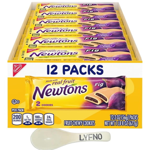 Fig Newtons Cookies Newtons Single Serve ITL1 (12) 2oz Newtons Soft & Fruit Chewy Cookies - Newtons Cookies Fig Fruit Chewy (Lyfno Trademark Spoon Included)