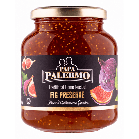 Papa Palermo Fig Jam & Preserves, Gourmet Spread, 13.10 oz Glass Jar