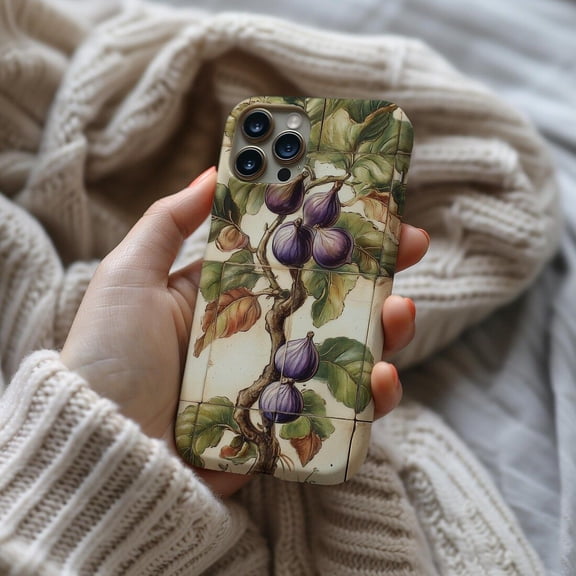 Fig Tree Ceramic Tile Italy Fruit Lover Phone Case with iPhone 16 to 11 Pro Max