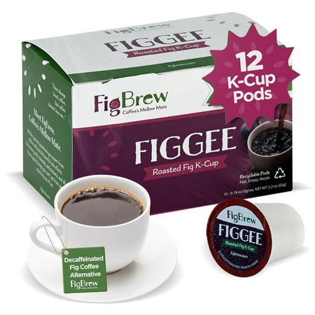 FigBrew Figgee Roasted Fig Coffee Substitute, Coffee Alternative | Gluten-Free, Caffeine-Free, Organic & Natural Flavor | 12 Individual K-Cups, Single-Serve Pods