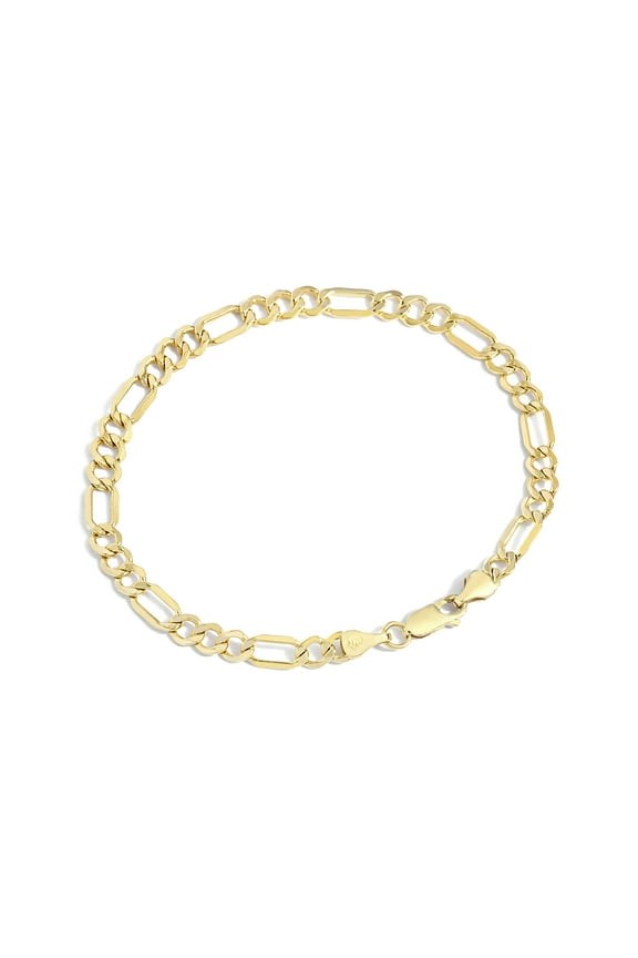 Gold Filled Chain Bracelet Collection - 14K Solid Yellow Gold Filled Figaro Chain Bracelets for Women and Men with Different Sizes (5.6mm)