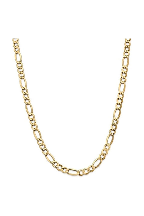 Gem & Harmony Figaro Chain Necklace in 14K Yellow Gold 20 inches (7.30 mm) for Men