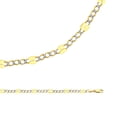 thumbnail image 1 of Figaro Chain Solid 14k Yellow White Gold Necklace Pave Curb Link Stamped Two Tone 4.8 mm 22 inch, 1 of 1