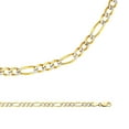 thumbnail image 1 of Figaro Chain Solid 14k Yellow & White Gold Necklace Pave Diamond Cut Two Tone Genuine, 4.7 mm - 24 inch, 1 of 1