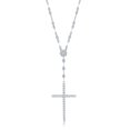 thumbnail image 1 of Figaro Chain with Simulated CZ Diamonds 16+2" Cross Pendant Necklace - Sterling Silver Jewelry for Women or Teens, 1 of 6
