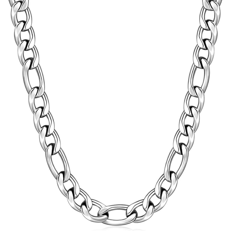 Figaro Chains for Men Women, Silver Tone Mens Chain Necklaces