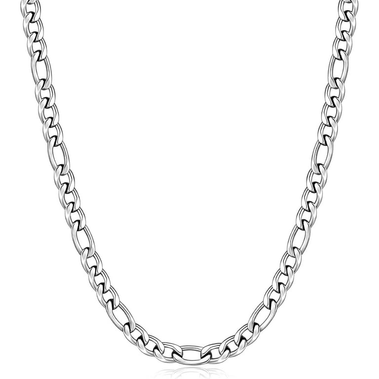 Figaro Chains for Men Women, Silver Tone Mens Chain Necklaces Figaro Chains for Men Women, Silver Tone Mens Chain Necklaces