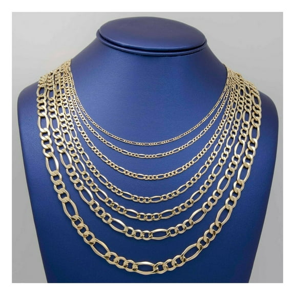Figaro Link Chain Necklace 10K Yellow Gold, Adult Unisex, ALL SIZES - Goldum NYC