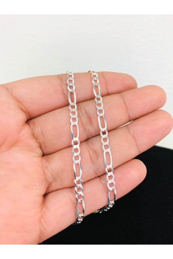 Figaro Link Chain Necklace For Men or Womens in Sterling Silver 925 22" 4mm 10g Everyday Necklace / Cadena Figaro Link en Plata Pura Para Hombre y Mujer