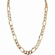 INCREDIBLE CHIC COLLECTIONS Figaro Rose Gold Chain Necklace – 3mm Fine 14K PVD Gold Plated, 22"