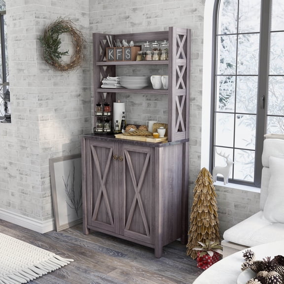 24/7 Shop At Home Baker's Rack Figg Rustic/Lodge 5-Shelf Distressed Gray 1-Count