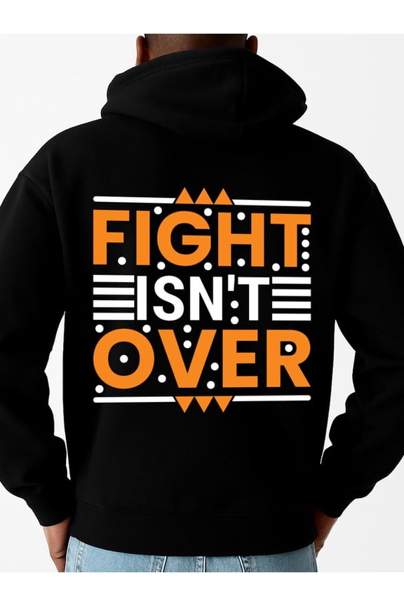 Fight Isn't Over 1 piece Couple hooded sweatshirts polyester graphic autumn aesthetic vintage winter gift black Regular Fit, All-Season Casual Wear, Ideal Gift Trendy Unisex hoodie
