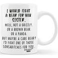 thumbnail image 1 of Fight Bear For Sister Funny Gift for Sisters In Law Step Sis Gifts from Sister or Brother Gift Ideas for Christmas Anniversary Birthday Mothers Day Novelty Coffee Mug Tea Cup, 1 of 8