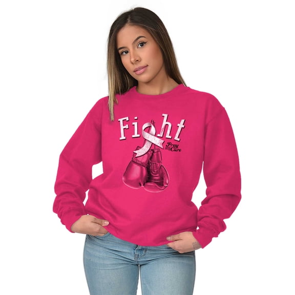 Fight Boxing Breast Cancer Warrior Women Crewneck Sweatshirt Brisco Brands X