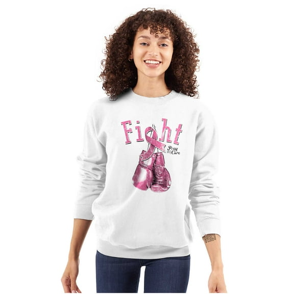 Fight Boxing Breast Cancer Warrior Women Plus Size Crewneck Sweatshirt Brisco Brands 5X
