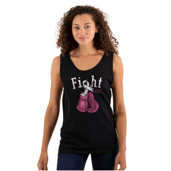 Fight Boxing Breast Cancer Warrior Womens Plus Size Graphic Tank Top Brisco Brands 2X