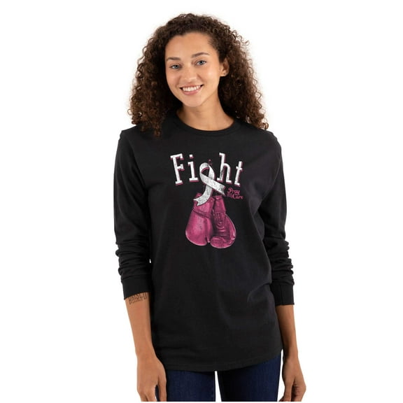 Fight Boxing Breast Cancer Warrior Women's Long Sleeve T Shirt Brisco Brands X