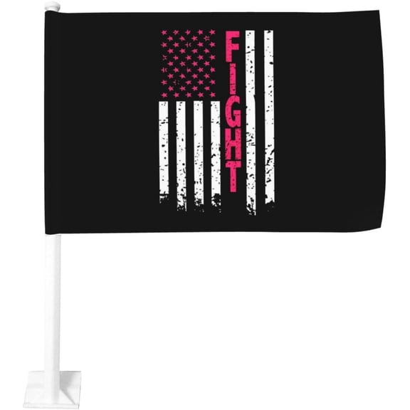 Fight Breast Cancer American Flag Car Flag Double Sided Printed Car Flag 12x18 Inch