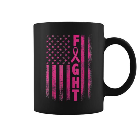 Fight Breast Survivor American Flag Breast Cancer Awareness Coffee Mugs