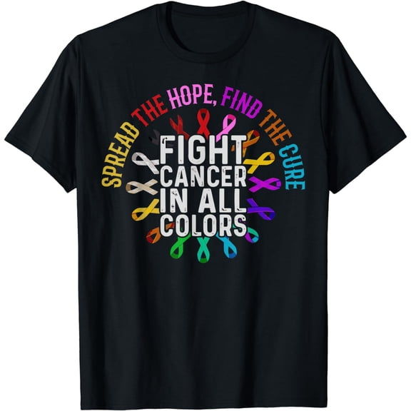 Fight Cancer In All And Every Color - Ribbons Flower Heart T-Shirt mens t shirt，black，women，funny，misfits，men，journey