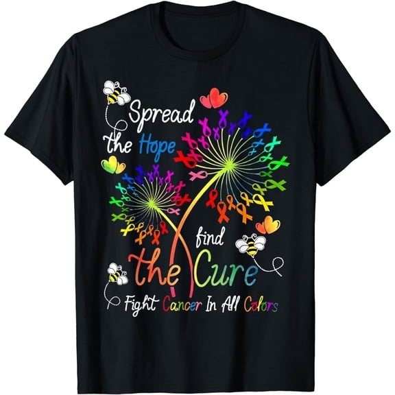 Fight Cancer In All And Every Color - Ribbons Flower Heart T-Shirt