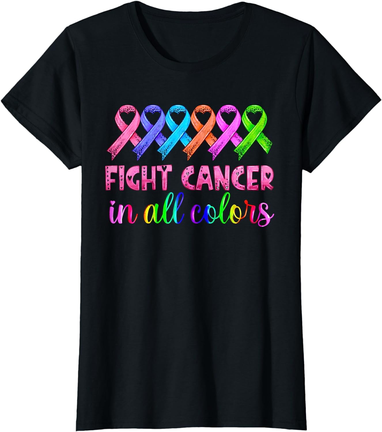 Fight Cancer In All Color Fight Cancer Feather Ribbons T-Shirt ...