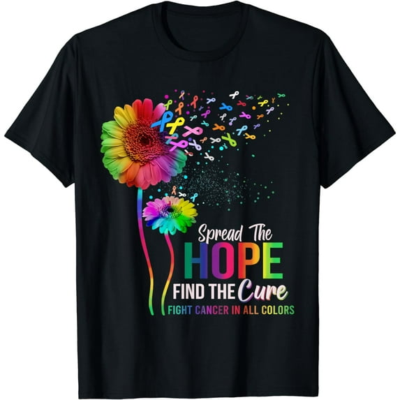 Fight Cancer In All Color Spread-Hope Find A Cure Sunflower T-Shirt