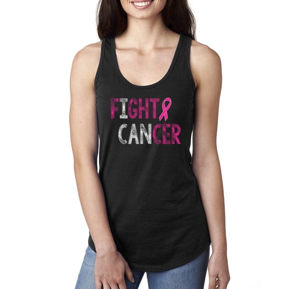 Fight Cancer Ribbon Ladies Racerback Tank Top, Black, X-Large