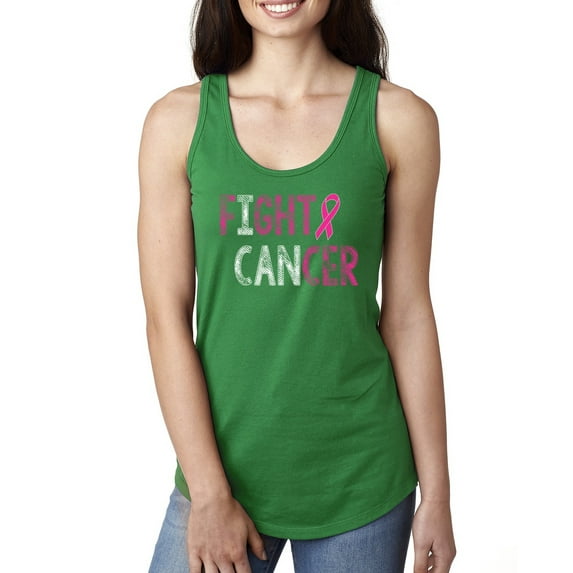 Fight Cancer Ribbon Ladies Racerback Tank Top, Kelly, Medium