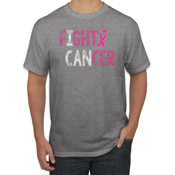 Fight Cancer Ribbon Men's Graphic T-Shirt, Heather Grey, 2XL