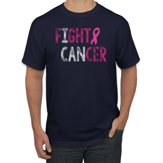 Fight Cancer Ribbon Men's Graphic T-Shirt, Navy, Small