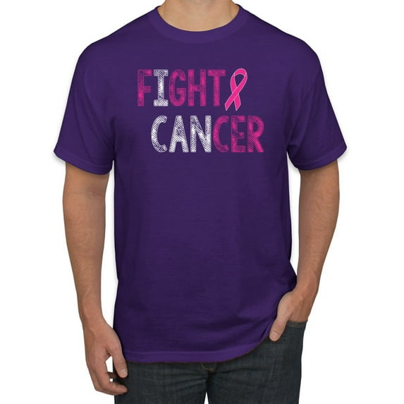 Fight Cancer Ribbon Men's Graphic T-Shirt, Purple, Large
