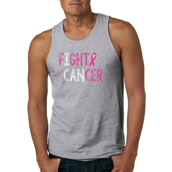 Fight Cancer Ribbon Mens Graphic Tank Top, Heather Grey, Large