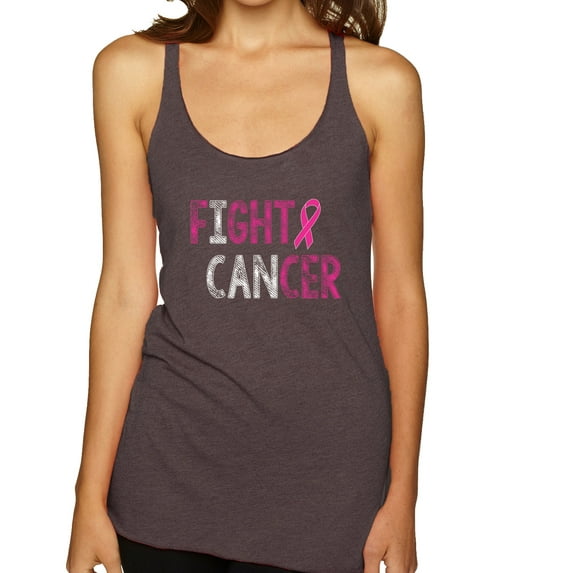 Fight Cancer Ribbon Tri-Blend Racerback Tank Top, Brown, Large