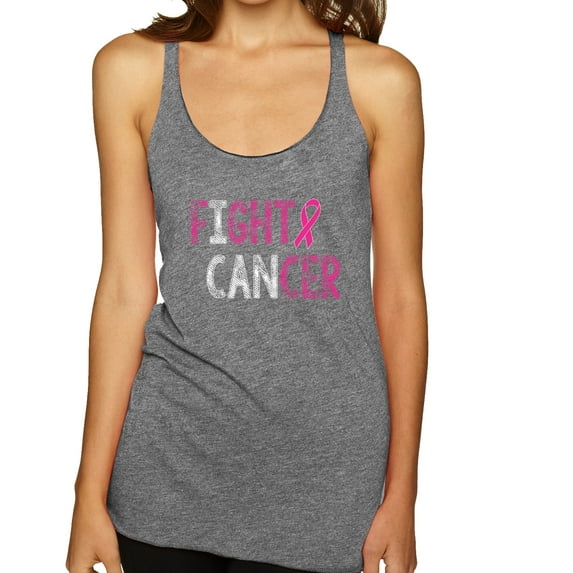 Fight Cancer Ribbon Tri-Blend Racerback Tank Top, Premium Heather, Medium