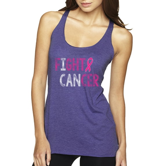 Fight Cancer Ribbon Tri-Blend Racerback Tank Top, Purple Rush, Large