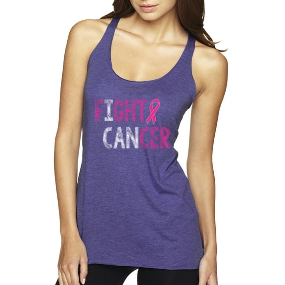 Fight Cancer Ribbon Tri-Blend Racerback Tank Top, Purple Rush, X-Large