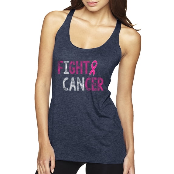 Fight Cancer Ribbon Tri-Blend Racerback Tank Top, Vintage Navy, Small