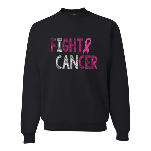 Fight Cancer Ribbon Unisex Crewneck Graphic Sweatshirt, Black, Small